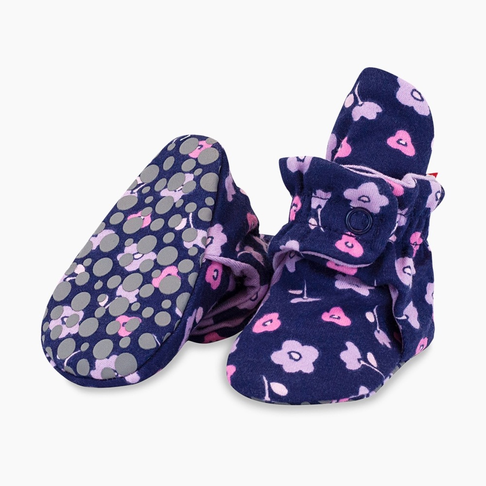 NWT ZUTANO : Floral Baby Booties in Navy and Pink 3 Months